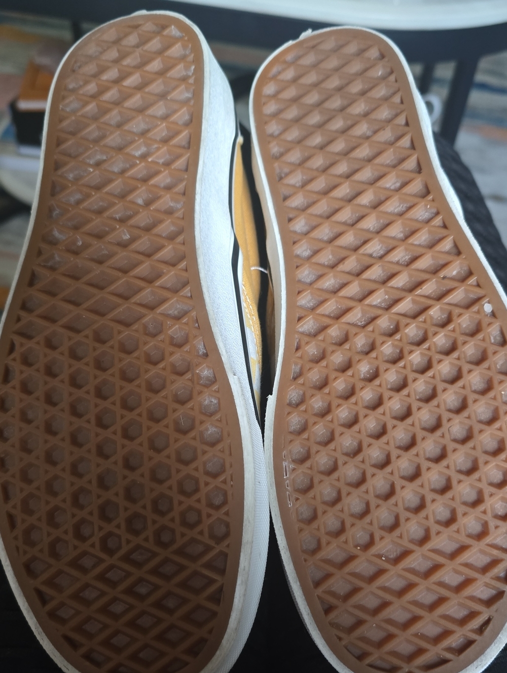 Vans Yellow and White Checkerboard Slip-On Sneakers - Picture 6 of 16